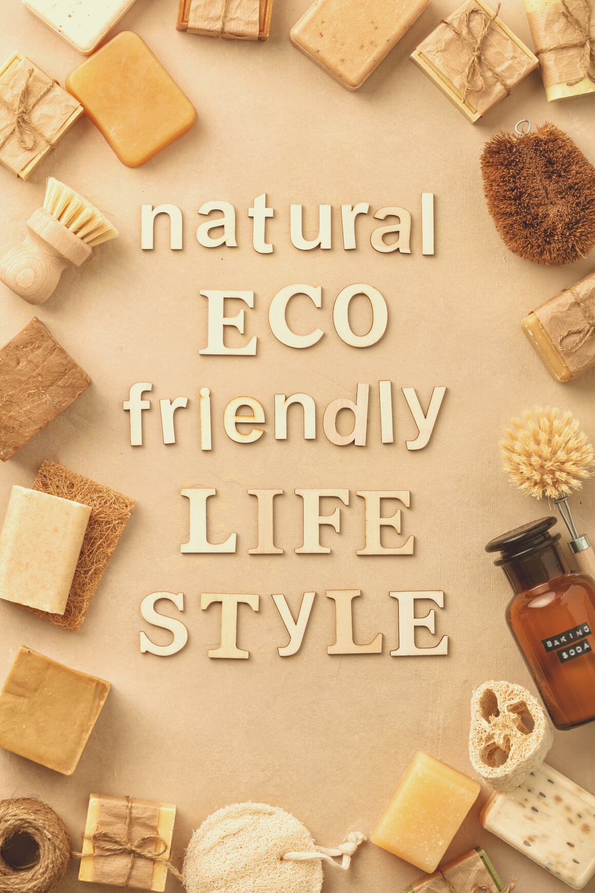 Eco Friendly Natural Cleaning Tools and Products Frame - Bamboo